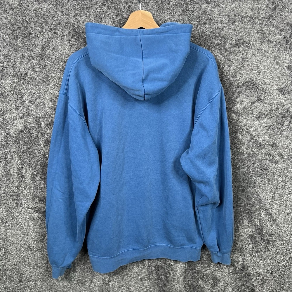 Vintage Y2K Adidas Embroidered Center Logo Pullover Hoodie Blue Men's Medium - Picture 7 of 10